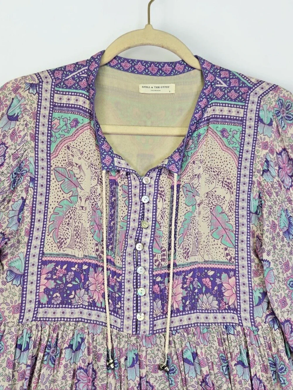Spell And The Gypsy Peasant Top Size Small Boho Flowy Lavender Pink Silver